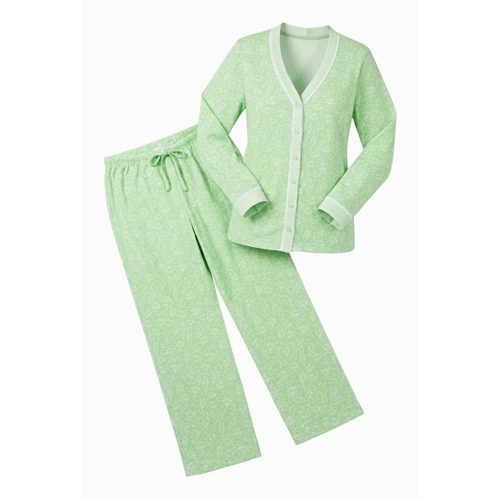 Carole Hochman 2-Piece Mint Green Floral Pajama Set Women's Size SMALL